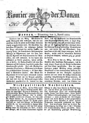 Kourier an der Donau (Donau-Zeitung) Dienstag 3. April 1832