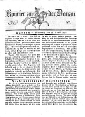 Kourier an der Donau (Donau-Zeitung) Mittwoch 11. April 1832