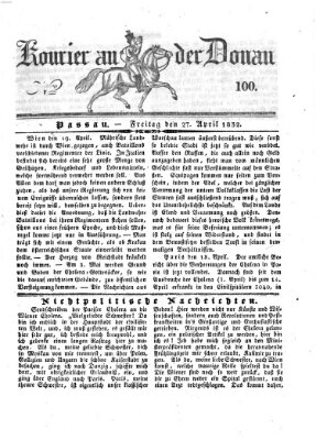 Kourier an der Donau (Donau-Zeitung) Freitag 27. April 1832