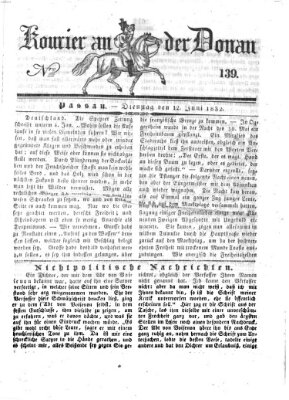 Kourier an der Donau (Donau-Zeitung) Dienstag 12. Juni 1832