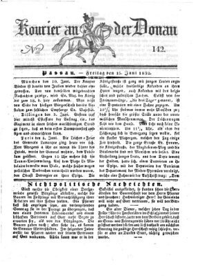 Kourier an der Donau (Donau-Zeitung) Freitag 15. Juni 1832