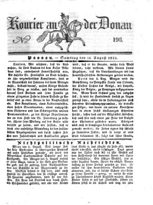 Kourier an der Donau (Donau-Zeitung) Samstag 18. August 1832