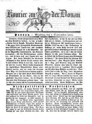 Kourier an der Donau (Donau-Zeitung) Montag 3. September 1832