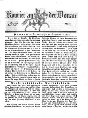 Kourier an der Donau (Donau-Zeitung) Dienstag 11. September 1832