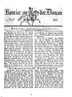 Kourier an der Donau (Donau-Zeitung) Mittwoch 12. September 1832