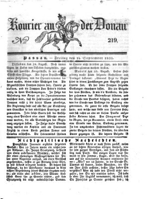 Kourier an der Donau (Donau-Zeitung) Freitag 14. September 1832