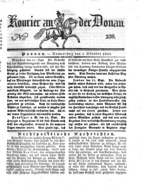 Kourier an der Donau (Donau-Zeitung) Donnerstag 4. Oktober 1832