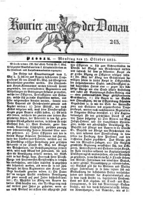 Kourier an der Donau (Donau-Zeitung) Montag 15. Oktober 1832