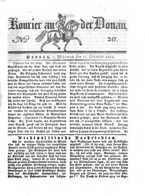 Kourier an der Donau (Donau-Zeitung) Mittwoch 17. Oktober 1832