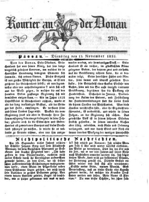 Kourier an der Donau (Donau-Zeitung) Dienstag 13. November 1832