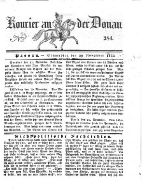 Kourier an der Donau (Donau-Zeitung) Donnerstag 29. November 1832