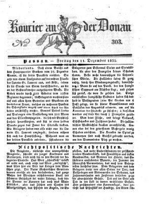 Kourier an der Donau (Donau-Zeitung) Freitag 21. Dezember 1832