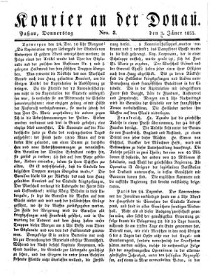 Kourier an der Donau (Donau-Zeitung) Donnerstag 3. Januar 1833