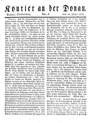 Kourier an der Donau (Donau-Zeitung) Donnerstag 10. Januar 1833