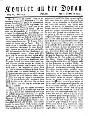 Kourier an der Donau (Donau-Zeitung) Freitag 1. Februar 1833