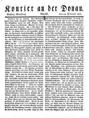 Kourier an der Donau (Donau-Zeitung) Montag 11. Februar 1833