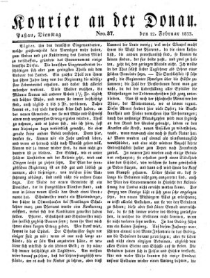 Kourier an der Donau (Donau-Zeitung) Dienstag 12. Februar 1833