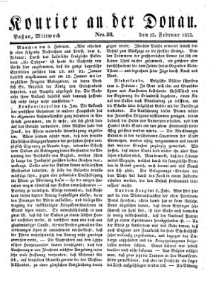 Kourier an der Donau (Donau-Zeitung) Mittwoch 13. Februar 1833