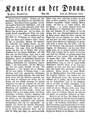 Kourier an der Donau (Donau-Zeitung) Samstag 16. Februar 1833