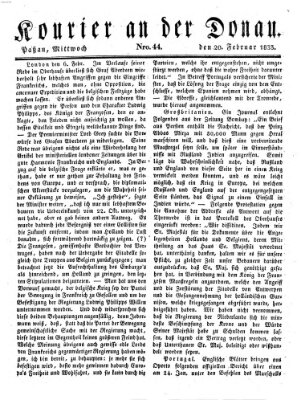 Kourier an der Donau (Donau-Zeitung) Mittwoch 20. Februar 1833