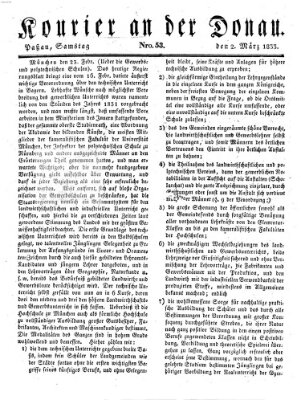 Kourier an der Donau (Donau-Zeitung) Samstag 2. März 1833