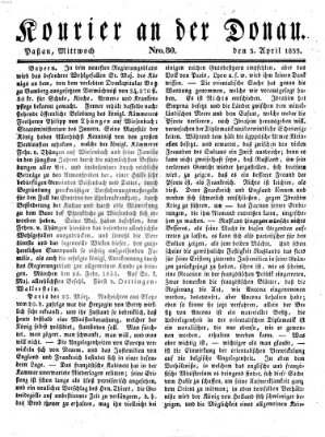 Kourier an der Donau (Donau-Zeitung) Mittwoch 3. April 1833