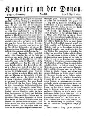 Kourier an der Donau (Donau-Zeitung) Samstag 6. April 1833