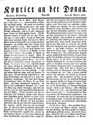 Kourier an der Donau (Donau-Zeitung) Dienstag 16. April 1833