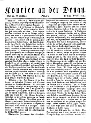 Kourier an der Donau (Donau-Zeitung) Samstag 20. April 1833