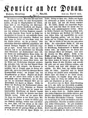 Kourier an der Donau (Donau-Zeitung) Montag 22. April 1833