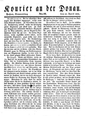 Kourier an der Donau (Donau-Zeitung) Donnerstag 25. April 1833