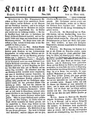 Kourier an der Donau (Donau-Zeitung) Dienstag 21. Mai 1833