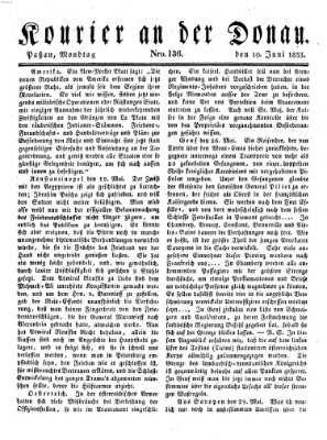 Kourier an der Donau (Donau-Zeitung) Montag 10. Juni 1833