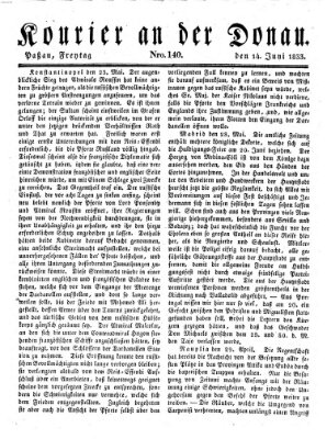 Kourier an der Donau (Donau-Zeitung) Freitag 14. Juni 1833