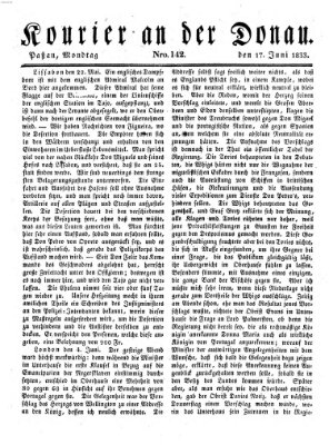 Kourier an der Donau (Donau-Zeitung) Montag 17. Juni 1833