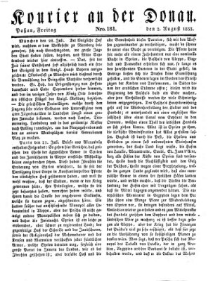 Kourier an der Donau (Donau-Zeitung) Freitag 2. August 1833