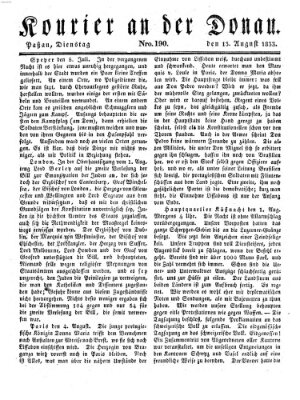 Kourier an der Donau (Donau-Zeitung) Dienstag 13. August 1833