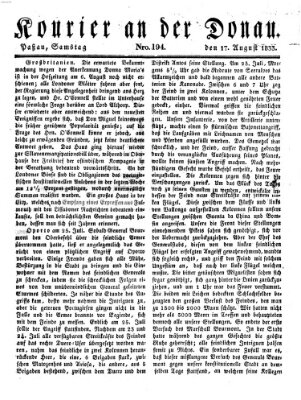 Kourier an der Donau (Donau-Zeitung) Samstag 17. August 1833