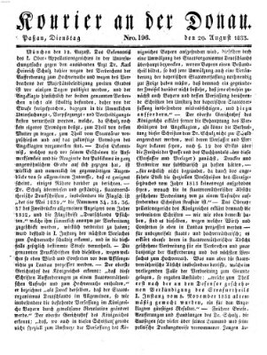 Kourier an der Donau (Donau-Zeitung) Dienstag 20. August 1833