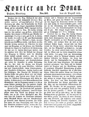 Kourier an der Donau (Donau-Zeitung) Montag 26. August 1833