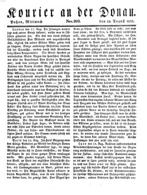 Kourier an der Donau (Donau-Zeitung) Mittwoch 28. August 1833