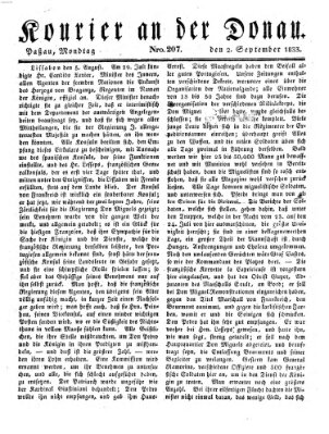 Kourier an der Donau (Donau-Zeitung) Montag 2. September 1833