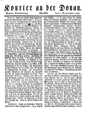 Kourier an der Donau (Donau-Zeitung) Donnerstag 5. September 1833