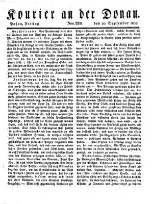 Kourier an der Donau (Donau-Zeitung) Freitag 20. September 1833