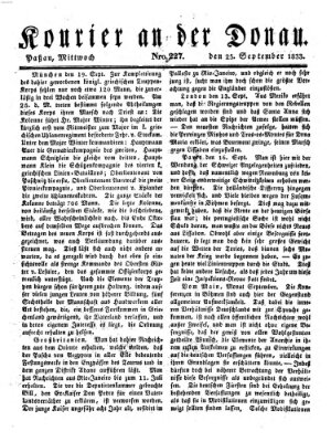 Kourier an der Donau (Donau-Zeitung) Mittwoch 25. September 1833