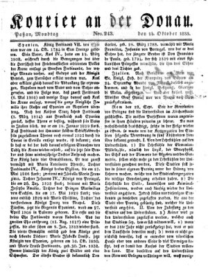 Kourier an der Donau (Donau-Zeitung) Montag 14. Oktober 1833