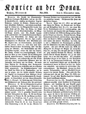 Kourier an der Donau (Donau-Zeitung) Mittwoch 6. November 1833