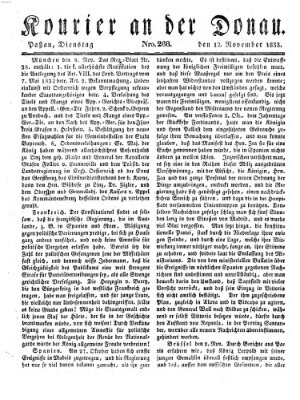 Kourier an der Donau (Donau-Zeitung) Dienstag 12. November 1833