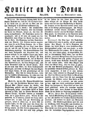 Kourier an der Donau (Donau-Zeitung) Samstag 23. November 1833