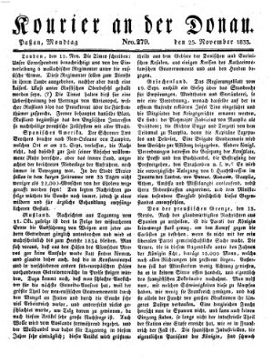 Kourier an der Donau (Donau-Zeitung) Montag 25. November 1833